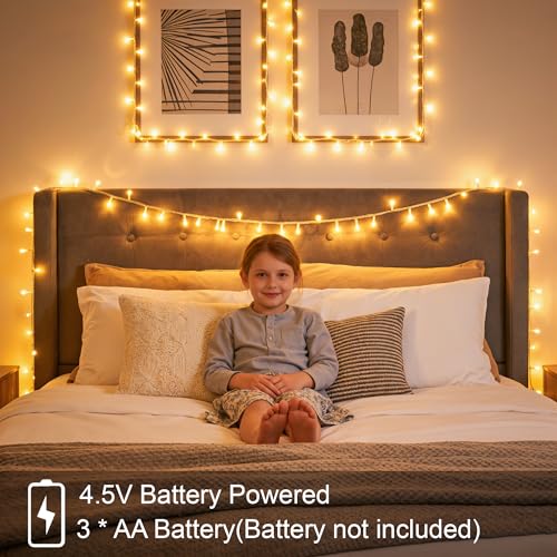 Ollny 100 LED Battery Operated Fairy Lights, 33FT Waterproof String Lights