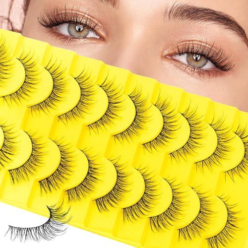 FADLASH Cat Eye Wispy False Eyelashes - 10 Pairs D Curl