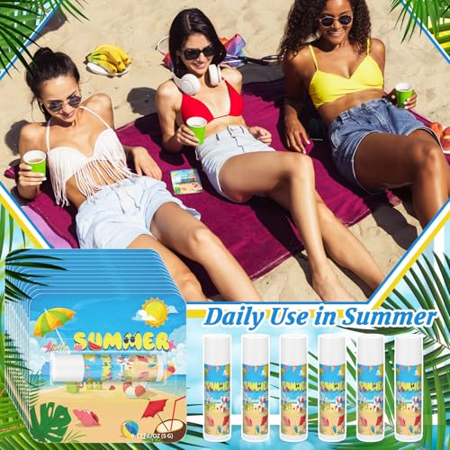 Demissle 12 Pack SPF 30 Lip Balm Summer Party Favor with Cute Beach Designs