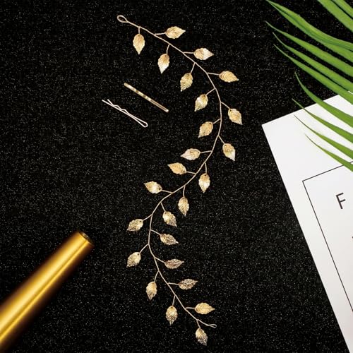 Willbond Gold Leaf Headband Set – 2 Pcs Wedding Hair Vine Headpieces