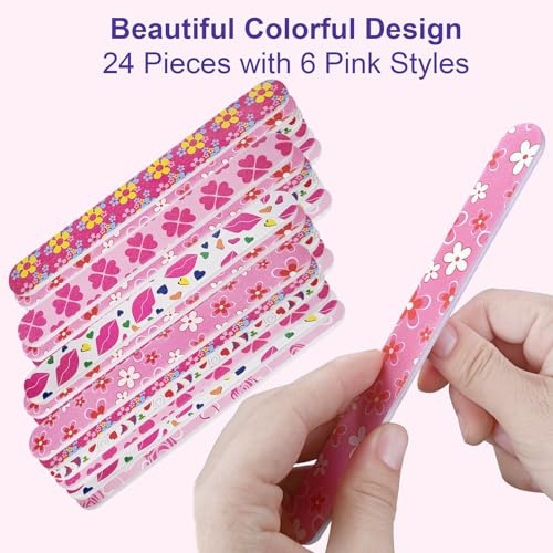24 Pack Colorful Dual-Sided Nail Files - 180 Grit Emery Board