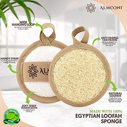 ALMOONI Natural Loofah Face Scrubber - Exfoliating Facial Pads, 6 Count