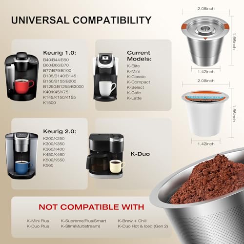 Reusable Stainless Steel K Cups for Keurig - 2 Pack Coffee Pods