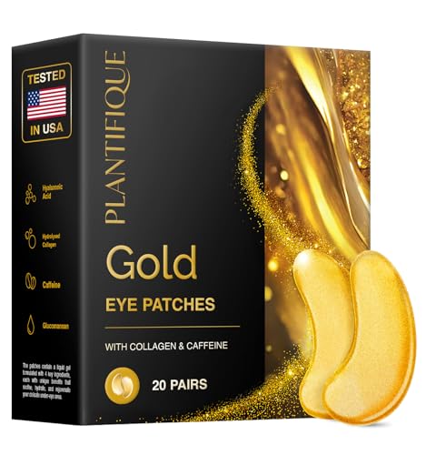 24K Gold Under Eye Patches - 20 Pairs for Dark Circles & Puffiness