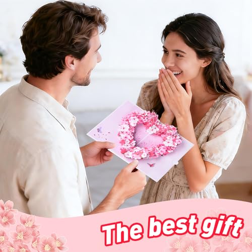3D Floral Wreath Pop Up Greeting Card for Women - Perfect Gift for Birthdays and Anniversaries