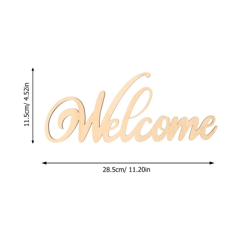 Didiseaon 4Pcs Unfinished Wood Cutout Welcome Sign Blank Wooden Word Letter Wreath Craft Supply Front Door Wall Art Hanging Plaque Home Room Decor DIY Paint Project Board Studio Artist Child 11 Inch