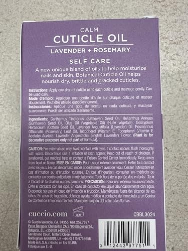 Cuccio Botanicals Lavender & Rosemary Cuticle Oil - 2.5 Fl Oz Nourishing Nail Care Oil