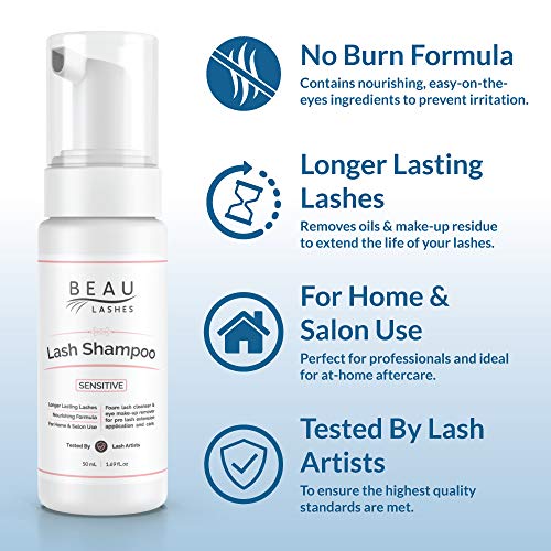 Beau Lashes Eyelash Extension Foam Cleanser Shampoo with Brush (50ml)