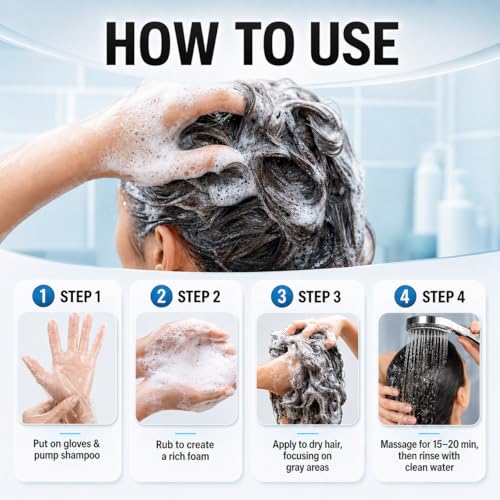 3-in-1 Hair Dye Shampoo - Black Color & Shine 16.9 oz | Herbal Formula for Gray Coverage