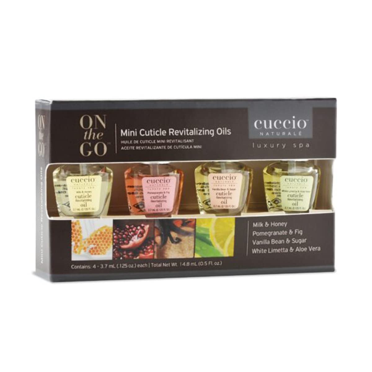 Cuccio Naturale Mini Cuticle Revitalizing Oils – Winter Hydration Repair for Dry Cuticles & Nails, Paraben-Free Spa Fragrances, Women’s Gift Set, 4 Pc