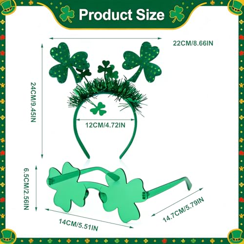 St. Patrick's Day Headbands & Sunglasses Set - 8 Pack Green