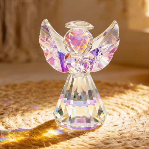 3-Inch Crystal Guardian Angel Figurine - Elegant Home Decor