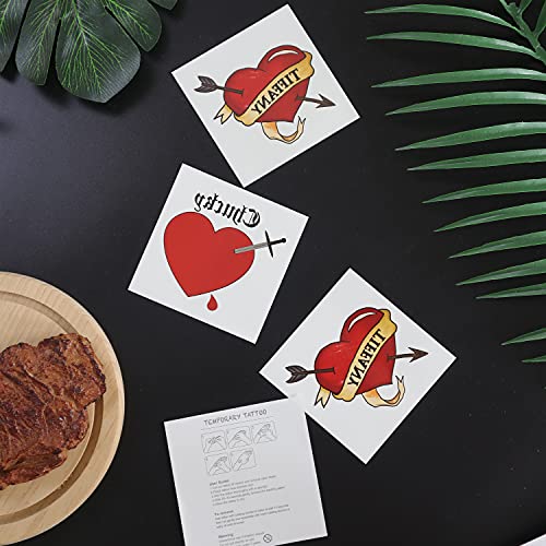 Pandecor Bride Heart & Tiffany Heart Temporary Tattoos with Necklace for Halloween Cosplay