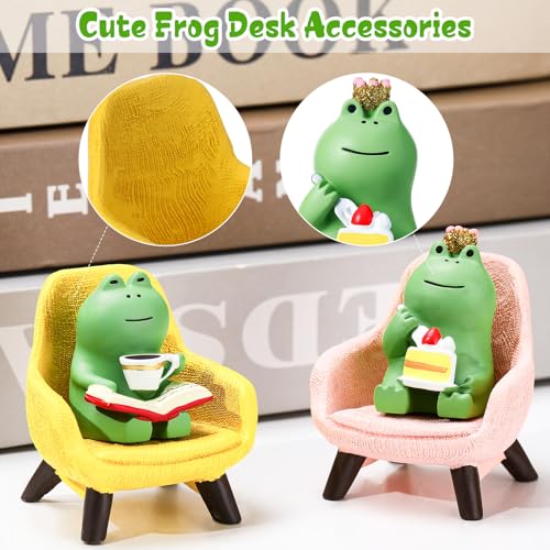 Miniature Frog Figurine Set - 6 Pcs Desk Decor for Frog Lovers
