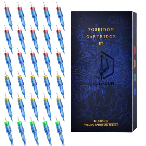 Poseidon V3 Tattoo Cartridge Needles 30Pcs Assorted RL RM #12 RL RM Variation