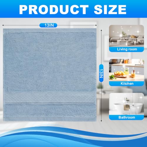 Sky Blue Cotton Washcloths Set - 6-Pack, 13x13 Inch