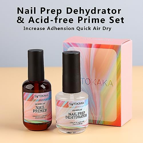 SUTOKAKA Nail Prep Dehydrator & Primer Set - 15ml Acid-Free