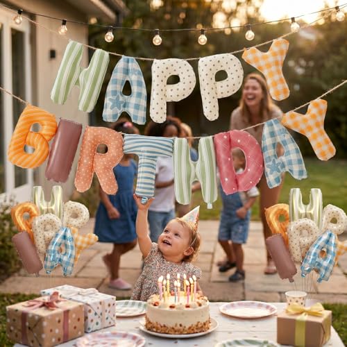 Happy Birthday Balloon Banner - Colorful Foil Letter Set