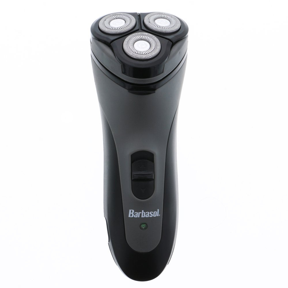 Barbasol Rotary Shaver - Rechargeable Electric Razor with Stainless Steel Blades | Pop-Up Trimmer, 45 Min Run-Time