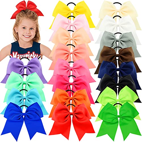 20PCS 8" Cheer Bows for Girls - Grosgrain Ribbon Ponytail Holders