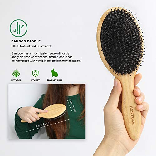 Boar Bristle Hair Brush for Detangling & Smoothing - Regular & Small Sizes
