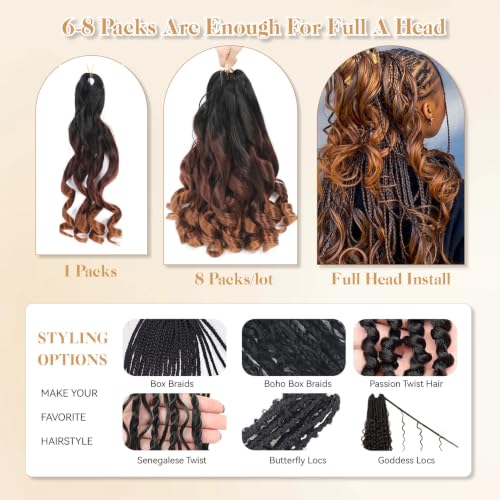 22 Inch French Curl Loose Wavy Braiding Hair - 7 Packs 1B/33/30