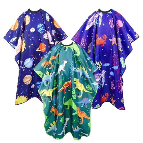 Kids Hair Cutting Capes - Waterproof Barber Cape Set, 3 Styles