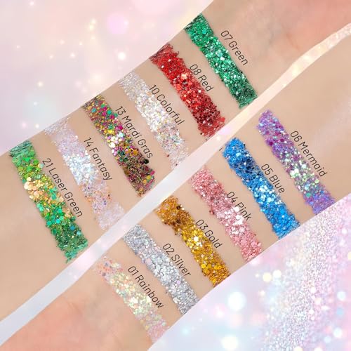 DAGEDA Mermaid Body Glitter Stick,Sparkly Hair Face Glitter Makeup for Women Rave Outfit Accessories,Holographic Mermaid Glitters Face Paint Stick for Women Halloween Makeup 1.12 oz