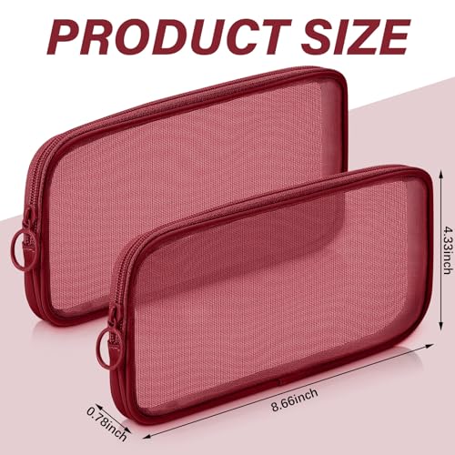 Weewooday Claret Medium Mesh Pouch - 4 Pcs Makeup Organizer