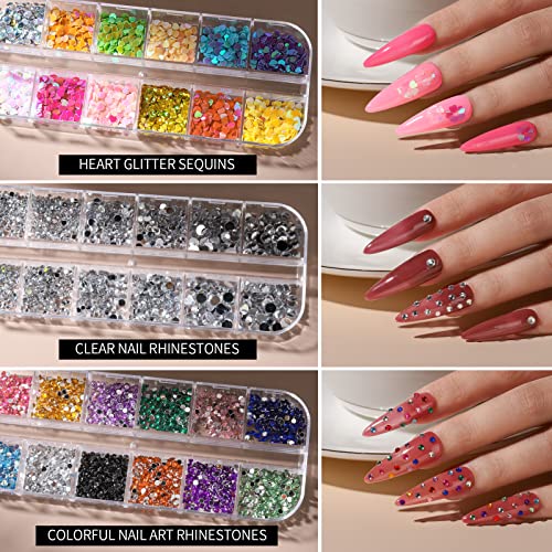 FANDAMEI Pink Nail Art Kit with Brushes, Glitter, Rhinestones & Decorations - A-Pink