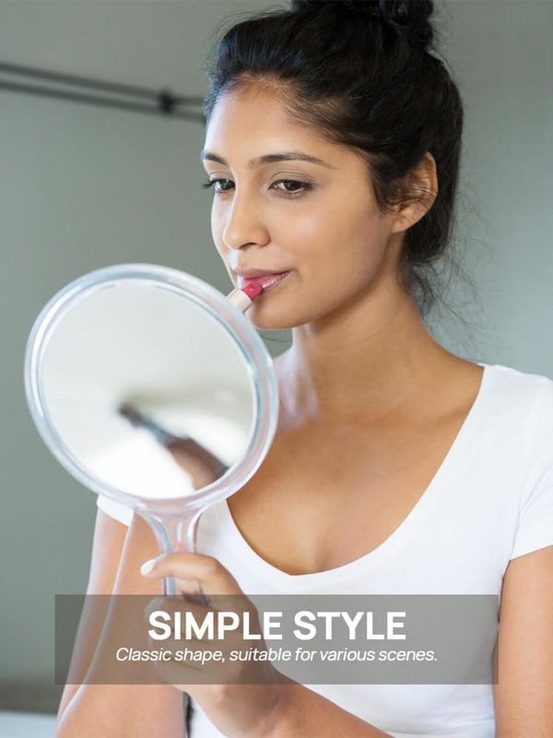 Double-Sided Hand Mirror Set - 1X/3X Magnifying Handheld Mirrors with Handle | Clear Finish