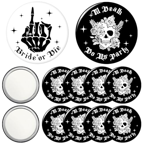 12 Pcs Gothic Bachelorette Compact Mirrors - Bride or Die Party Favors