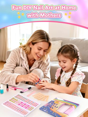 Kalolary 78 Pcs Kids Press-On Nails - Floral/3P Design Fake Nail Set