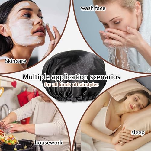 NVNAN 2-Pack Adjustable Satin Bonnet - Double Layer Sleep Cap for Hair Care