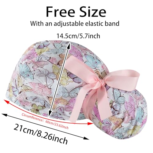 Multicolor Bouffant Scrub Caps for Women | Adjustable Ponytail Pouch
