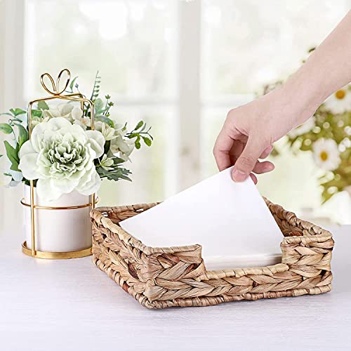 Natural Water Hyacinth Napkin Holder - Decorative Wicker Tray