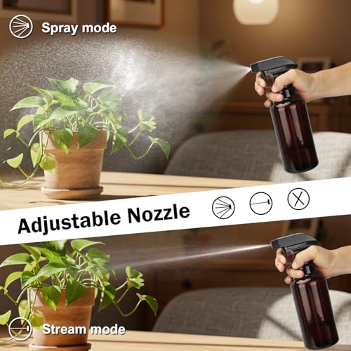 Hethyo 16.9oz Glass Spray Bottle with Adjustable Nozzle - Brown, Leakproof