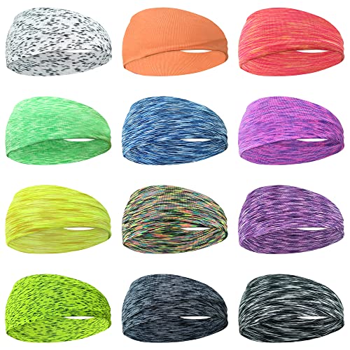 CÉLLOT 12-Pack Breathable Athletic Sweat Headbands for Sports & Yoga - Unisex, Moisture-Wicking, Non-Slip Fitness Headbands