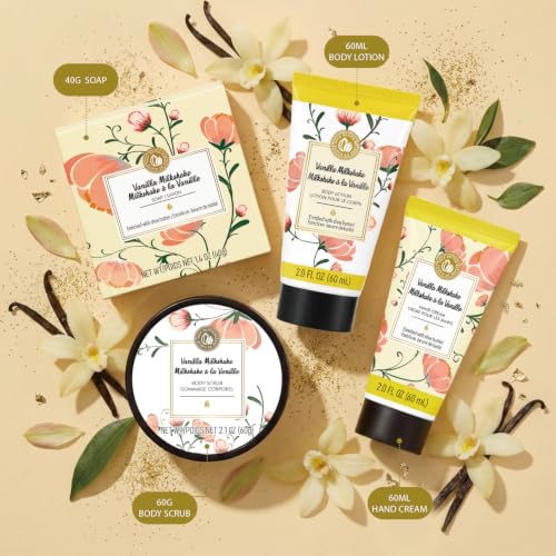 BODY & EARTH 4-Piece Vanilla Spa Gift Set for Women - Moisturizing Body Care