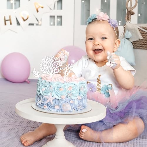 Ocean-Themed Cake Toppers Set - 20pcs Seashells & Starfish Decorations