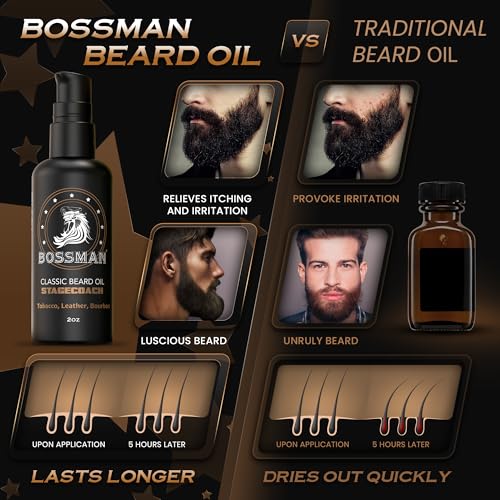 Bossman Organic Beard Oil for Men - 2 oz Natural Moisturizer