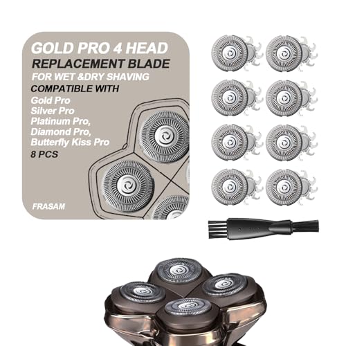 FRASAM Gold Pro 4 Head Replacement Blades - 8 Pack for Skull Shavers