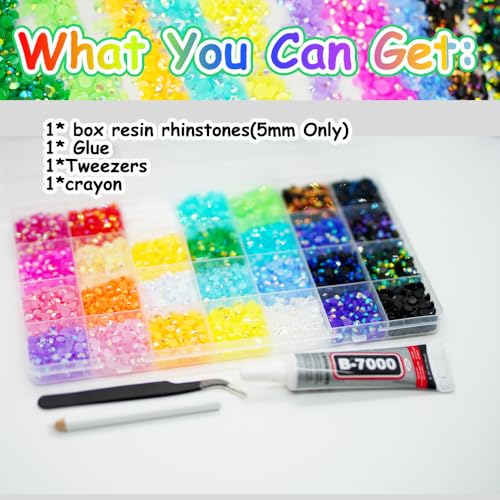 5mm SS20 Multicolor Resin Rhinestones for DIY Crafts - 28 Grids