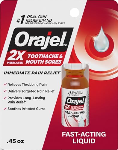 Orajel 2X Medicated Toothache Liquid, Fast Pain Relief - 0.45 fl oz