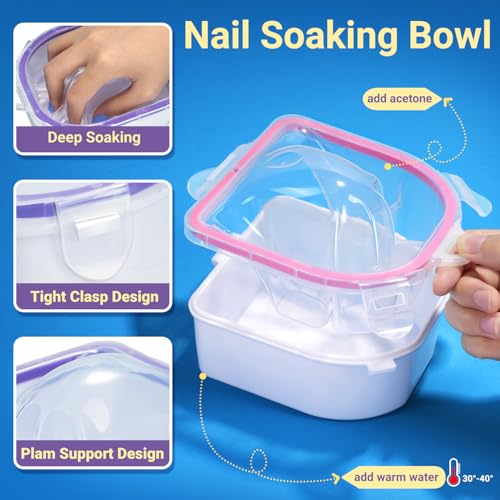 Pink & Purple 12-Piece Nail Polish Remover & Manicure Kit with Bowls & Tools
