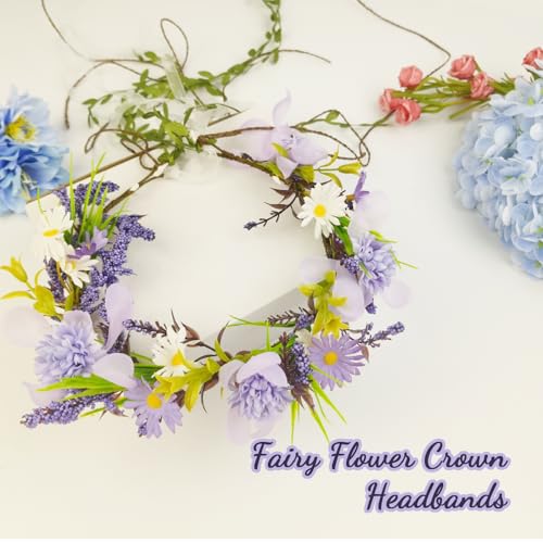 TooGet Purple Flower Crown Headband for Women Boho Wedding & Party Accessories