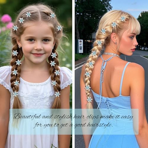 YISSION Mini Rhinestone Snowflake Hair Clips - 20 Piece Set