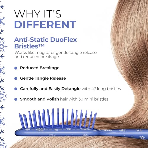 FHI Heat Frosty Blue UNbrush Mini Holiday Detangling Hair Brush - Snowflakes Variant
