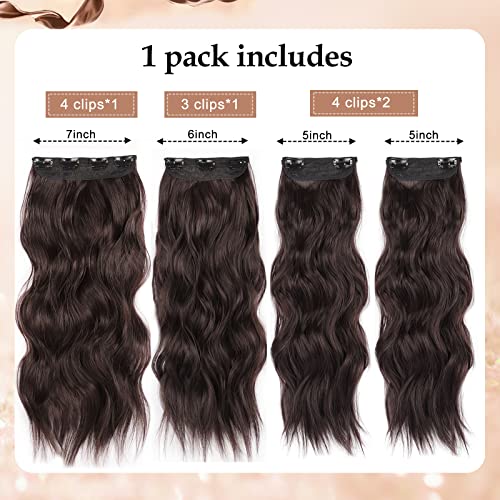 Perience 20-Inch Long Wavy Clip-In Hair Extensions - Dark Brown 4-Piece Set