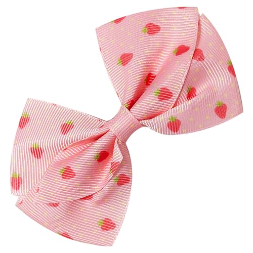 LUV HER Strawberry Shortcake Hair Clips for Kids – 7-Pack Non-Slip 4-Inch Bows